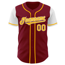 Laden Sie das Bild in den Galerie-Viewer, Custom Crimson Gold-White Authentic Two Tone Baseball Jersey