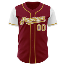 Laden Sie das Bild in den Galerie-Viewer, Custom Crimson Old Gold-White Authentic Two Tone Baseball Jersey