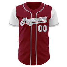 Laden Sie das Bild in den Galerie-Viewer, Custom Crimson Gray-White Authentic Two Tone Baseball Jersey