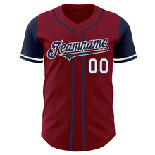 Laden Sie das Bild in den Galerie-Viewer, Custom Crimson Navy-White Authentic Two Tone Baseball Jersey