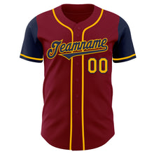 Laden Sie das Bild in den Galerie-Viewer, Custom Crimson Navy-Gold Authentic Two Tone Baseball Jersey