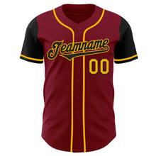 Laden Sie das Bild in den Galerie-Viewer, Custom Crimson Black-Gold Authentic Two Tone Baseball Jersey