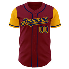 Laden Sie das Bild in den Galerie-Viewer, Custom Crimson Navy-Gold Authentic Two Tone Baseball Jersey