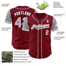 Laden Sie das Bild in den Galerie-Viewer, Custom Crimson Gray-White Authentic Two Tone Baseball Jersey