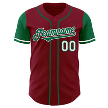 Laden Sie das Bild in den Galerie-Viewer, Custom Crimson Kelly Green-White Authentic Two Tone Baseball Jersey
