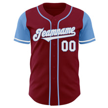 Laden Sie das Bild in den Galerie-Viewer, Custom Crimson White-Light Blue Authentic Two Tone Baseball Jersey