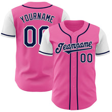 Laden Sie das Bild in den Galerie-Viewer, Custom Pink Navy-White Authentic Two Tone Baseball Jersey