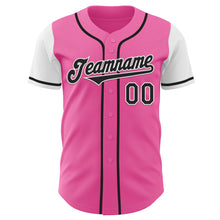 Laden Sie das Bild in den Galerie-Viewer, Custom Pink Black-White Authentic Two Tone Baseball Jersey
