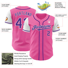 Laden Sie das Bild in den Galerie-Viewer, Custom Pink Purple-White Authentic Two Tone Baseball Jersey