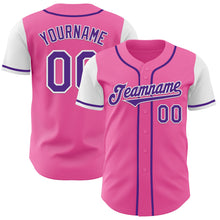 Laden Sie das Bild in den Galerie-Viewer, Custom Pink Purple-White Authentic Two Tone Baseball Jersey