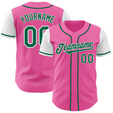 Laden Sie das Bild in den Galerie-Viewer, Custom Pink Kelly Green-White Authentic Two Tone Baseball Jersey