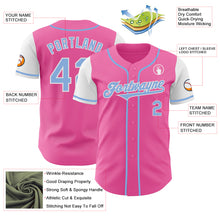 Laden Sie das Bild in den Galerie-Viewer, Custom Pink Light Blue-White Authentic Two Tone Baseball Jersey