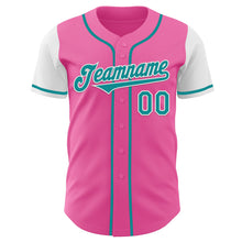 Laden Sie das Bild in den Galerie-Viewer, Custom Pink Teal-White Authentic Two Tone Baseball Jersey