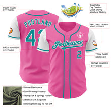 Laden Sie das Bild in den Galerie-Viewer, Custom Pink Teal-White Authentic Two Tone Baseball Jersey