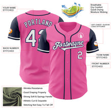Laden Sie das Bild in den Galerie-Viewer, Custom Pink White-Navy Authentic Two Tone Baseball Jersey