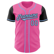 Laden Sie das Bild in den Galerie-Viewer, Custom Pink Light Blue-Black Authentic Two Tone Baseball Jersey
