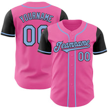 Laden Sie das Bild in den Galerie-Viewer, Custom Pink Light Blue-Black Authentic Two Tone Baseball Jersey