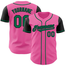 Laden Sie das Bild in den Galerie-Viewer, Custom Pink Kelly Green-Black Authentic Two Tone Baseball Jersey