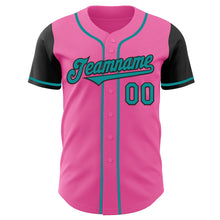 Laden Sie das Bild in den Galerie-Viewer, Custom Pink Teal-Black Authentic Two Tone Baseball Jersey