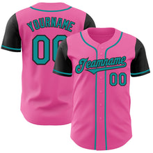 Laden Sie das Bild in den Galerie-Viewer, Custom Pink Teal-Black Authentic Two Tone Baseball Jersey