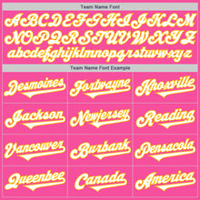 Laden Sie das Bild in den Galerie-Viewer, Custom Pink White-Gold Authentic Two Tone Baseball Jersey