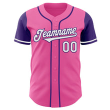 Laden Sie das Bild in den Galerie-Viewer, Custom Pink White-Purple Authentic Two Tone Baseball Jersey