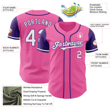 Laden Sie das Bild in den Galerie-Viewer, Custom Pink White-Purple Authentic Two Tone Baseball Jersey