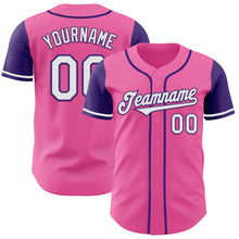 Laden Sie das Bild in den Galerie-Viewer, Custom Pink White-Purple Authentic Two Tone Baseball Jersey