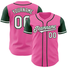 Laden Sie das Bild in den Galerie-Viewer, Custom Pink White-Green Authentic Two Tone Baseball Jersey