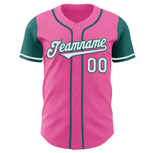 Laden Sie das Bild in den Galerie-Viewer, Custom Pink White-Teal Authentic Two Tone Baseball Jersey