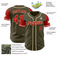 Laden Sie das Bild in den Galerie-Viewer, Custom Olive Red-Cream Authentic Two Tone Salute To Service Baseball Jersey