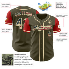 Laden Sie das Bild in den Galerie-Viewer, Custom Olive Vintage USA Flag Red-Cream Authentic Two Tone Salute To Service Baseball Jersey