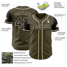 Laden Sie das Bild in den Galerie-Viewer, Custom Olive Black-Cream Authentic Two Tone Salute To Service Baseball Jersey