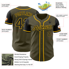 Laden Sie das Bild in den Galerie-Viewer, Custom Olive Black-Gold Authentic Two Tone Salute To Service Baseball Jersey