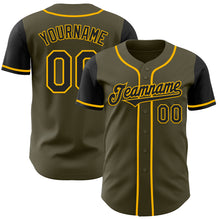 Laden Sie das Bild in den Galerie-Viewer, Custom Olive Black-Gold Authentic Two Tone Salute To Service Baseball Jersey