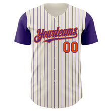 Load image into Gallery viewer, Custom Cream Purple Pinstripe Orange Authentic Two Tone Baseball Jersey