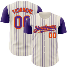 Load image into Gallery viewer, Custom Cream Purple Pinstripe Orange Authentic Two Tone Baseball Jersey