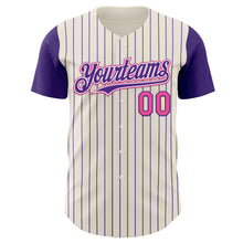 Load image into Gallery viewer, Custom Cream Purple Pinstripe White-Pink Authentic Two Tone Baseball Jersey