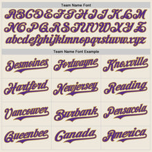 Load image into Gallery viewer, Custom Cream Purple Pinstripe Old Gold Authentic Two Tone Baseball Jersey