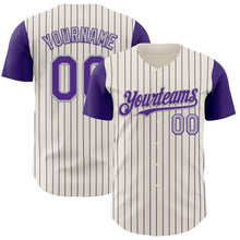 Load image into Gallery viewer, Custom Cream Purple Pinstripe Gray Authentic Two Tone Baseball Jersey