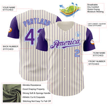 Load image into Gallery viewer, Custom Cream Purple Pinstripe White-Light Blue Authentic Two Tone Baseball Jersey