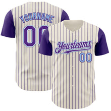 Load image into Gallery viewer, Custom Cream Purple Pinstripe White-Light Blue Authentic Two Tone Baseball Jersey