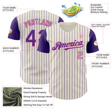 Load image into Gallery viewer, Custom Cream Purple Pinstripe Medium Pink Authentic Two Tone Baseball Jersey