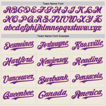 Load image into Gallery viewer, Custom Cream Purple Pinstripe Medium Pink Authentic Two Tone Baseball Jersey