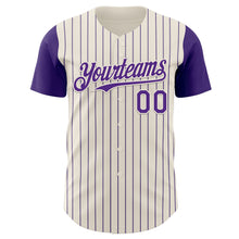 Load image into Gallery viewer, Custom Cream Purple Pinstripe Purple Authentic Two Tone Baseball Jersey
