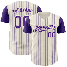 Load image into Gallery viewer, Custom Cream Purple Pinstripe Purple Authentic Two Tone Baseball Jersey