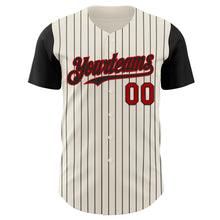 Load image into Gallery viewer, Custom Cream Black Pinstripe Red Authentic Two Tone Baseball Jersey