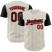 Load image into Gallery viewer, Custom Cream Black Pinstripe Red Authentic Two Tone Baseball Jersey