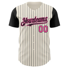 Load image into Gallery viewer, Custom Cream Black Pinstripe Pink Authentic Two Tone Baseball Jersey