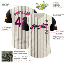 Load image into Gallery viewer, Custom Cream Black Pinstripe Pink Authentic Two Tone Baseball Jersey